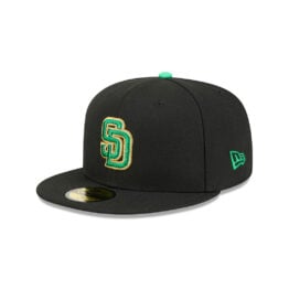 New Era 59Fifty San Diego Padres St Patricks Day 2026 Fitted Hat Black Kelly Green