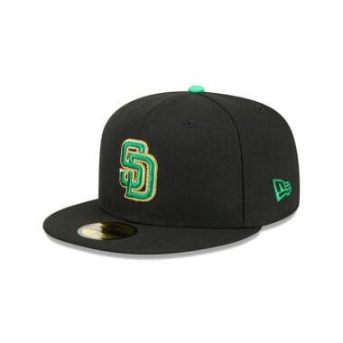 New Era 59Fifty San Diego Padres St Patricks Day 2026 Fitted Hat Black Kelly Green