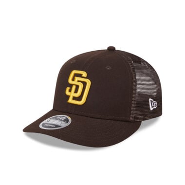 New Era 9Fifty Low Profile San Diego Padres Mesh Trucker Snapback Hat Burnt Wood Brown Gold