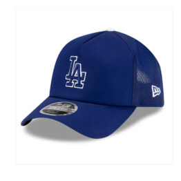 New Era 9Forty Apex Los Angeles Dodgers Batting Practice 2026 Mesh Trucker A-Frame Snapback Hat Dark Royal Blue White