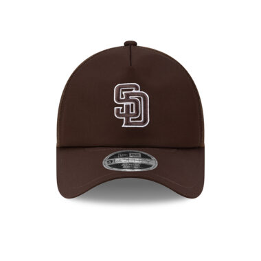 New Era 9Forty Apex San Diego Padres Batting Practice 2026 Mesh Trucker A-Frame Snapback Hat Brown White