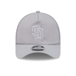New Era 9Forty Apex San Diego Padres Batting Practice 2026 Mesh Trucker A-Frame Snapback Hat Gray White