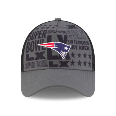 New Era 9Forty New England Patriots On Field Super Bowl LX Side Patch A-Frame Snapback Hat Dark Graphite New Era 9Forty New England Patriots On Field Super Bowl LX Side Patch A-Frame Snapback Hat Dark Graphite