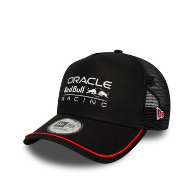 New Era 9Forty Red Bull Oracle Formula 1 Racing Patch A-Frame Mesh Trucker Snapback Hat Black Red