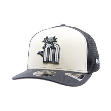 New Era 9Seventy Mexico Official World Baseball Classic Axolotl Mesh Trucker Stretch Snapback Hat Gray White New Era 9Seventy Mexico Official World Baseball Classic Axolotl Mesh Trucker Stretch Snapback Hat Gray White
