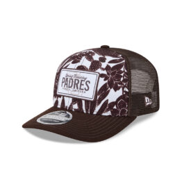 New Era 9Seventy San Diego Padres Fern Print Mesh Trucker Stretch Snapback Hat Brown White