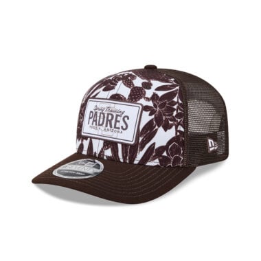 New Era 9Seventy San Diego Padres Fern Print Mesh Trucker Stretch Snapback Hat Brown White