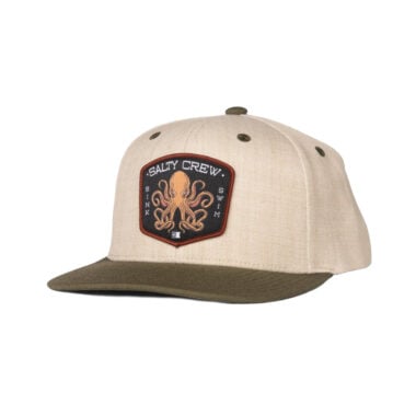 Salty Crew Tako Club Snapback Hat Natural Olive