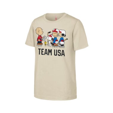 Team USA x Peanuts Snoopy Team Hockey Youth Short Sleeve T-Shirt Cream White