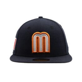 New Era 59Fifty Mexico Official World Baseball Classic Tonito Fitted Hat Fitted Hat Dark Navy Orange White