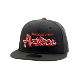New Era 59Fifty San Diego State University Aztecs Retro Script Fitted Hat Black Red White
