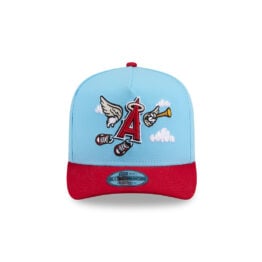 New Era 9Fifty Los Angeles Angels of Anaheim Cartoon A-Frame Snapback Hat Sky Blue Red