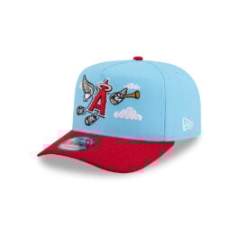 New Era 9Fifty Los Angeles Angels of Anaheim Cartoon A-Frame Snapback Hat Sky Blue Red
