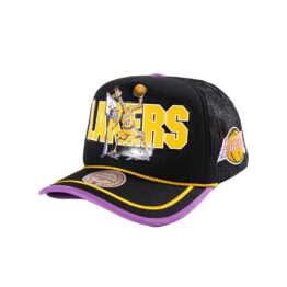 Mitchell & Ness x LRG Los Angeles Lakers Wild Art Mesh Trucker Snapback Hat Black