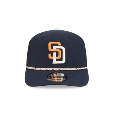 New Era 9Seventy San Diego Padres City Connect Mesh Trucker Stretch Snapback Hat Dark Navy White Orange