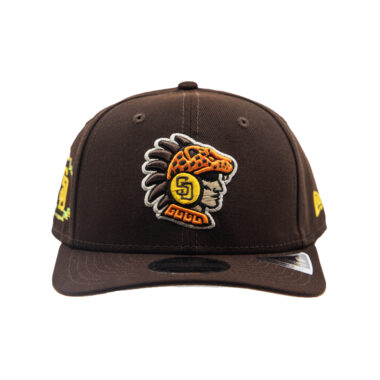 New Era 9Seventy San Diego Padres Mexico City Series Ocelotl Stretch Snapback Hat Brown Gold