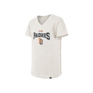 New Era San Diego Padres 2026 City Connect Girls Youth V-Neck Short Sleeve T-Shirt Cream