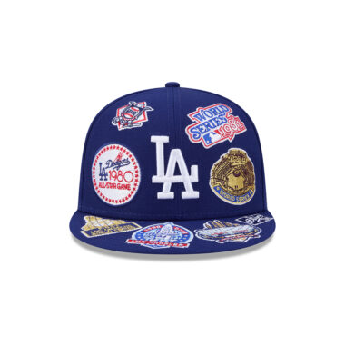 New Era 59Fifty Los Angeles Dodgers All Over Fitted Hat Dark Royal Blue White