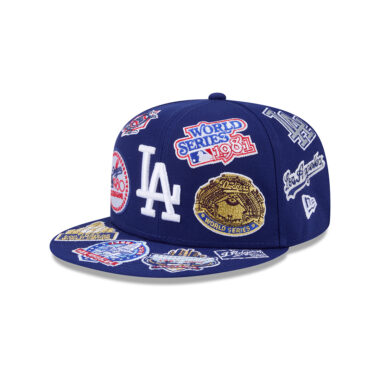 New Era 59Fifty Los Angeles Dodgers All Over Fitted Hat Dark Royal Blue White