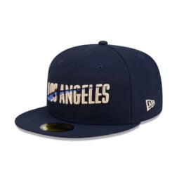 New Era 59Fifty Los Angeles Dodgers City Connect Split Panel Fitted Hat Blue Cream