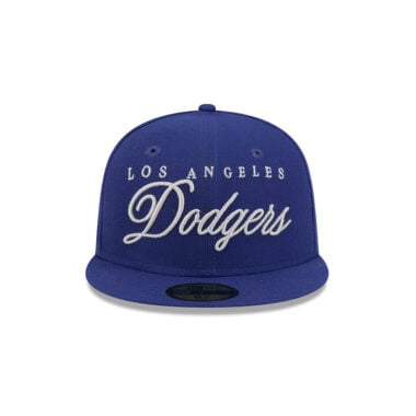 New Era 59Fifty Los Angeles Dodgers Scripted Fitted Hat Dark Royal Blue