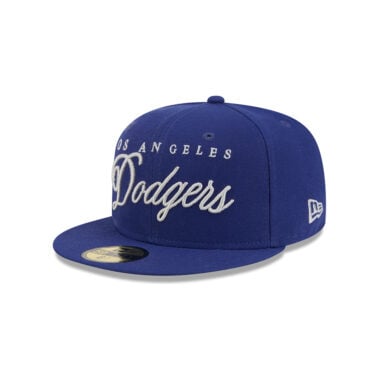 New Era 59Fifty Los Angeles Dodgers Scripted Fitted Hat Dark Royal Blue
