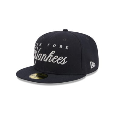 New Era 59Fifty New York Yankees Scripted Fitted Hat Dark Navy White