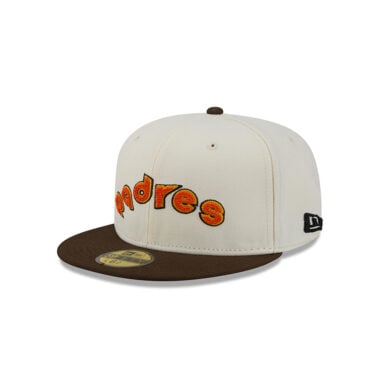 New Era 59Fifty San Diego Padres 2T Chain Stitch Fitted Hat Chrome White Brown