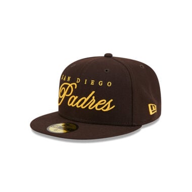 New Era 59Fifty San Diego Padres Scripted Fitted Hat Brown Gold