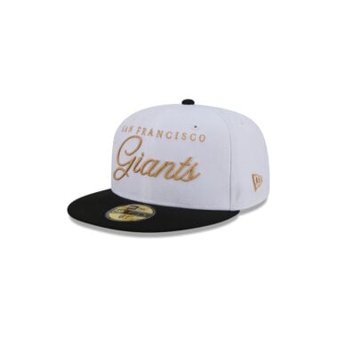 New Era 59Fifty San Francisco Giants Scripted Fitted Hat White Gold Black