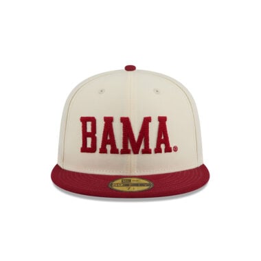 New Era 59Fifty University of Alabama Crimson Tide 2T Chain Stitch Fitted Hat Chrome White Red