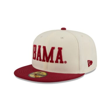 New Era 59Fifty University of Alabama Crimson Tide 2T Chain Stitch Fitted Hat Chrome White Red
