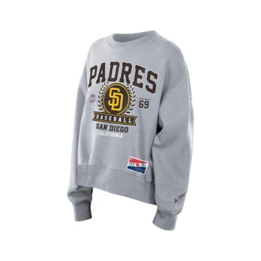 New Era San Diego Padres Crest Women's Crewneck Sweater Gray Brown Gold
