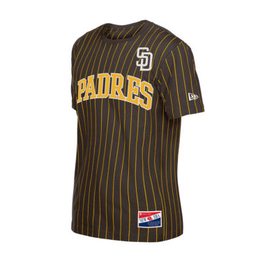 New Era San Diego Padres Pinstripe Jersey Short Sleeve T-Shirt Brown Pinstripe