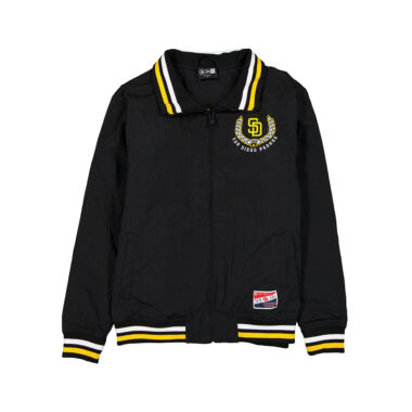 New Era San Diego Padres Retro Crest Snapfront Windbreaker Jacket Black Gold