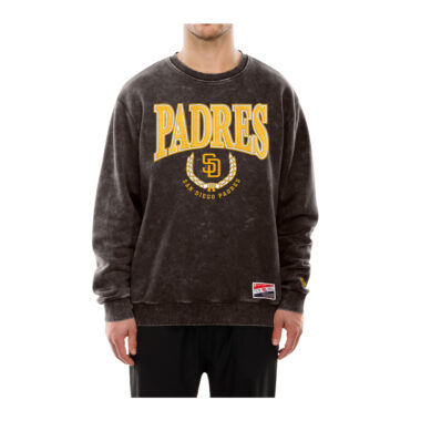 New Era San Diego Padres Retro Crest Washed Crewneck Sweatshirt Brown Gold