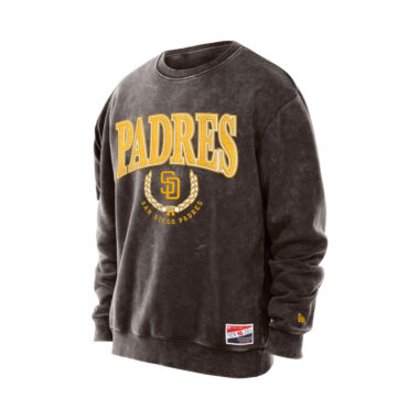 New Era San Diego Padres Retro Crest Washed Crewneck Sweatshirt Brown Gold