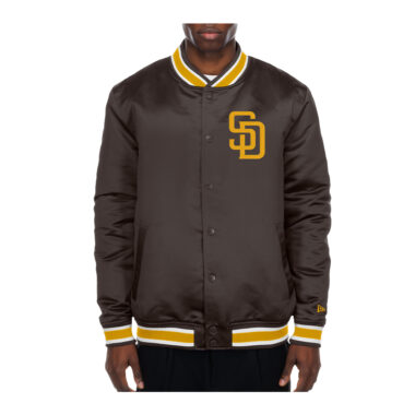New Era San Diego Padres Team Snapfront Satin Jacket Brown Gold