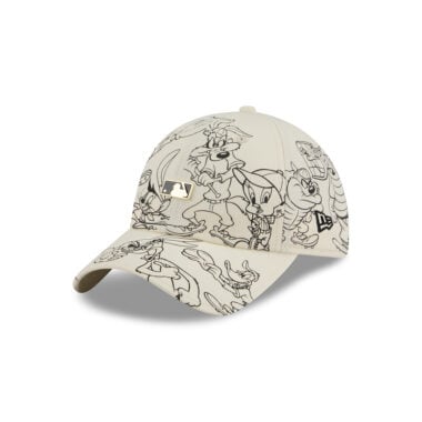 New Era x Looney Tunes 9Twenty MLB Logo Looney Tunes Squad Strapback Hat Chrome White Black