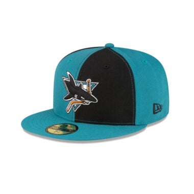 New Era 59Fifty San Jose Sharks Vintage Pinwheel Fitted Hat Black Aqua