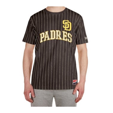 New Era San Diego Padres Pinstripe Jersey 2.0  Short Sleeve T-Shirt Brown Gold Pinstripe