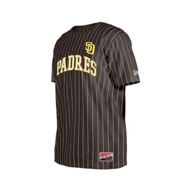 New Era San Diego Padres Pinstripe Jersey 2.0  Short Sleeve T-Shirt Brown Gold Pinstripe