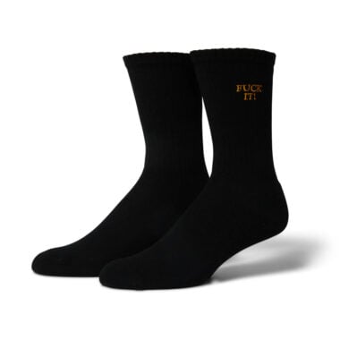 HUF Fuck It Crew Socks Black Gold HUF Fuck It Crew Socks Black Gold
