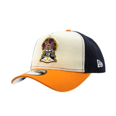 New Era 9Forty San Diego Padres Milagre City Connect A-Frame Snapback Hat Chrome White Blue Orange New Era 9Forty San Diego Padres Milagre City Connect A-Frame Snapback Hat Chrome White Blue Orange