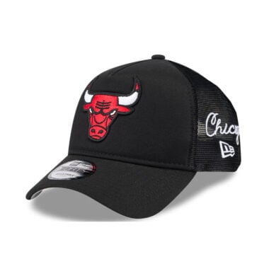 New Era 9Forty Chicago Bulls TR A-Frame Mesh Trucker Snapback Hat Black White