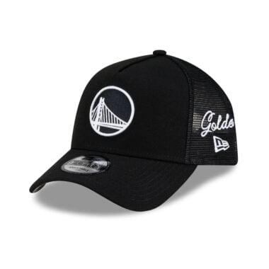 New Era 9Forty Golden State Warriors TR A-Frame Mesh Trucker Snapback Hat Black White