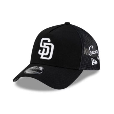 New Era 9Forty San Diego Padres TR A-Frame Mesh Trucker Snapback Hat Black White New Era 9Forty San Diego Padres TR A-Frame Mesh Trucker Snapback Hat Black White