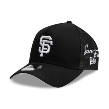 New Era 9Forty San Francisco Giants TR A-Frame Mesh Trucker Snapback Hat Black White