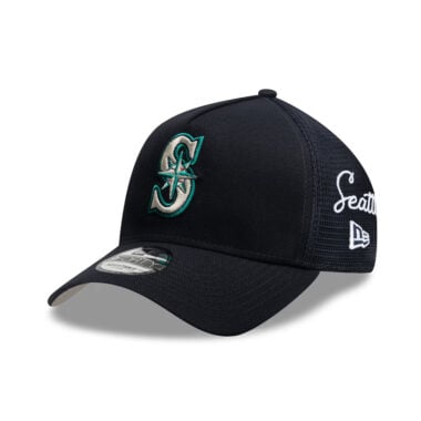 New Era 9Forty Seattle Mariners TR A-Frame Mesh Trucker Snapback Hat Dark Navy