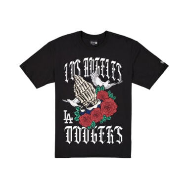 New Era San Diego Los Angeles Dodgers Praying Hands Short Sleeve T-Shirt Black White